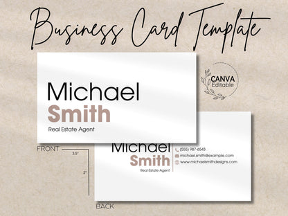 Modern Real Estate Business Card Template: Editable Canva Design (Digital Download)