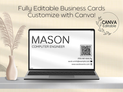 Modern Business Card Template: Editable Canva Design (Digital Download)