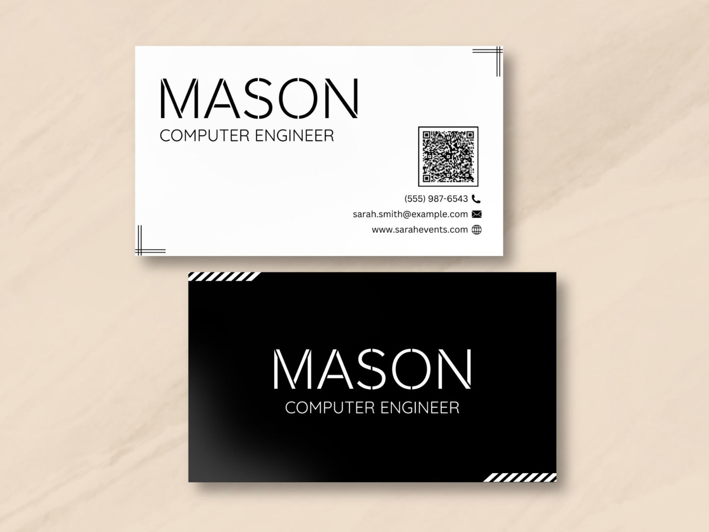 Modern Business Card Template: Editable Canva Design (Digital Download)