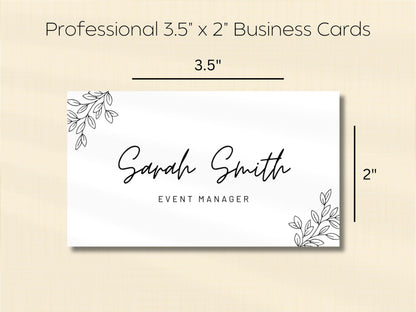 Event Manager Business Card Template: Modern Floral Design (Digital Download)