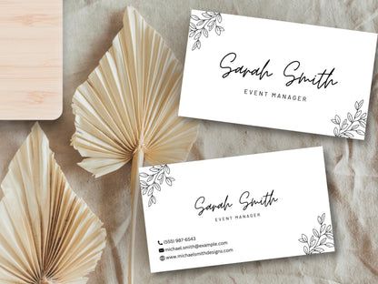 Event Manager Business Card Template: Modern Floral Design (Digital Download)