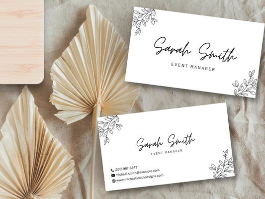 Event Manager Business Card Template: Modern Floral Design (Digital Download)