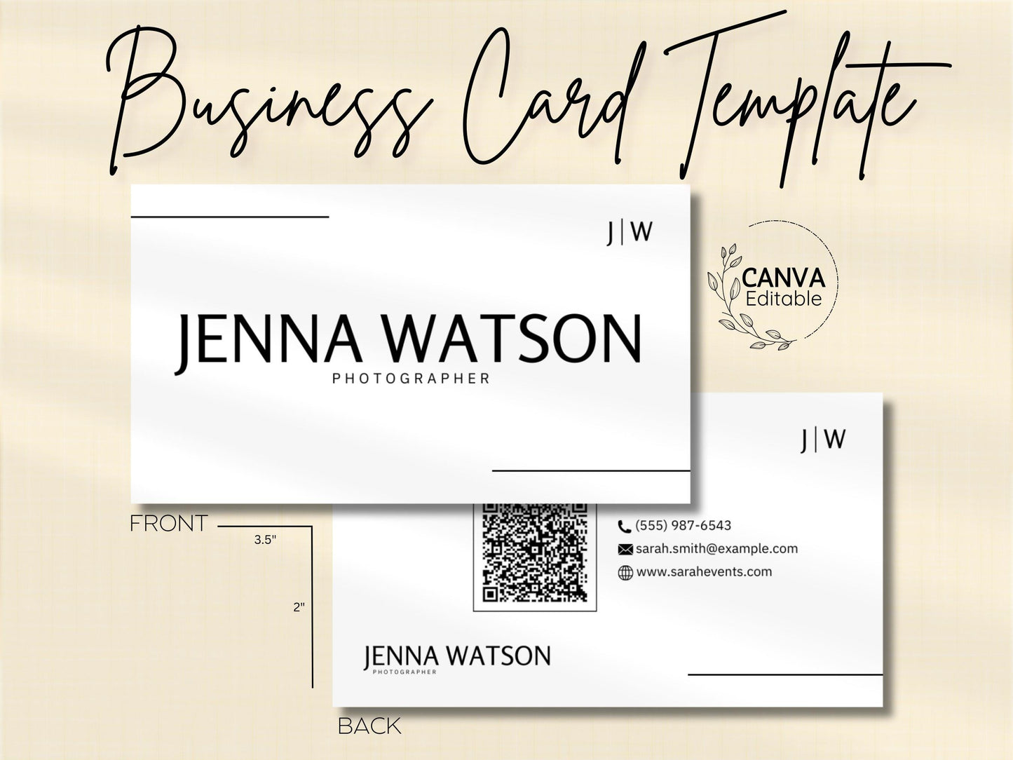 Editable Modern Business Card Template (Digital Download)
