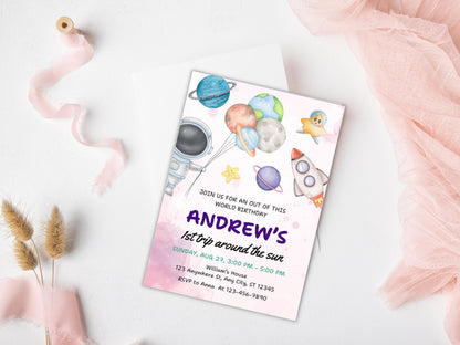 Space Birthday Invitation Template, Astronaut Galaxy Party (Digital Download)