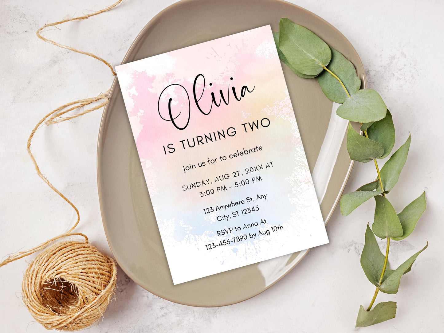 Rainbow Birthday Invitation Template: Editable Girl Birthday Invite (PDF)