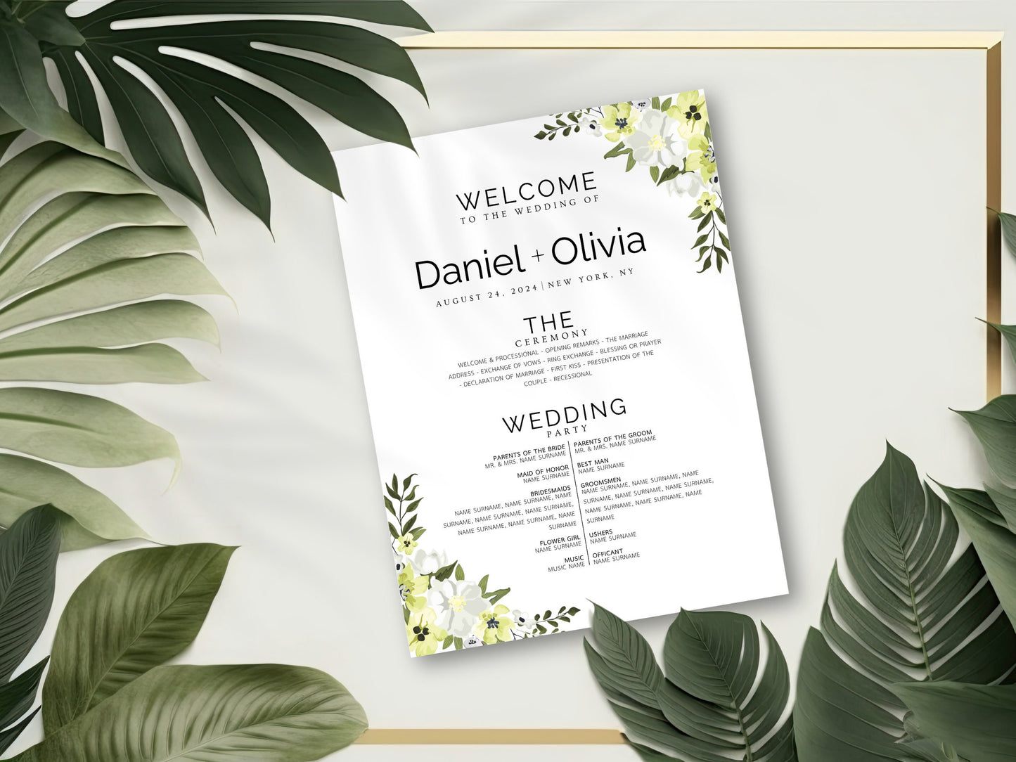 Greenery Wedding Welcome Sign Template: Editable Eucalyptus Design (Instant Download)