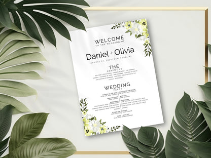 Greenery Wedding Welcome Sign Template: Editable Eucalyptus Design (Instant Download)