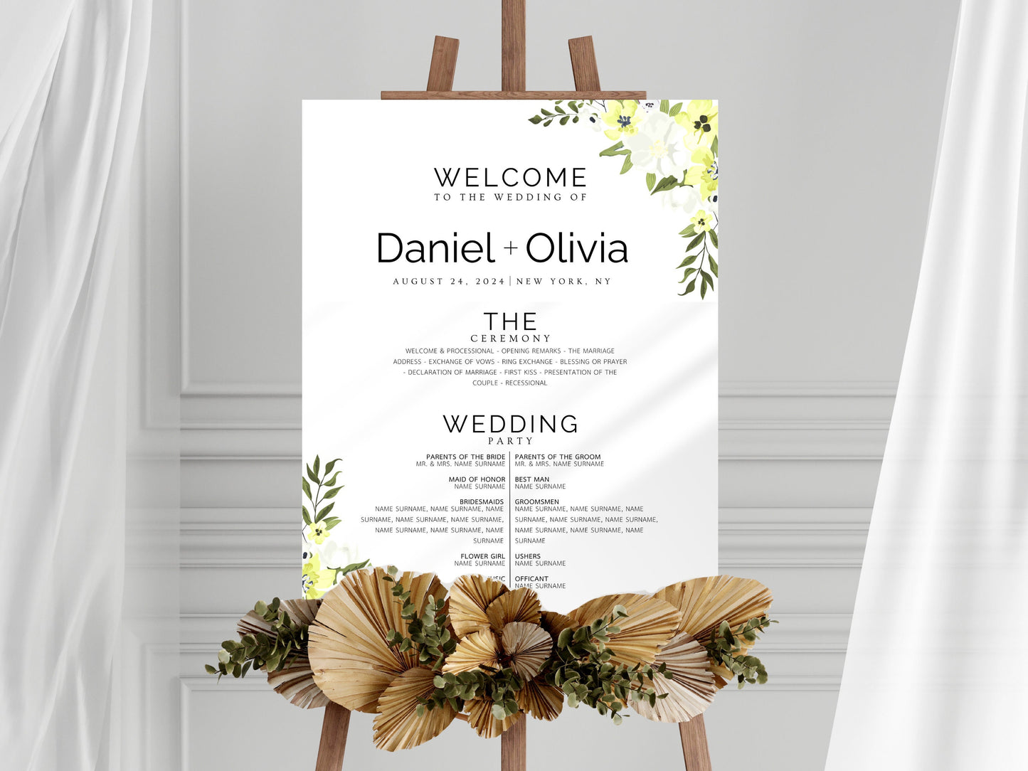 Greenery Wedding Welcome Sign Template: Editable Eucalyptus Design (Instant Download)