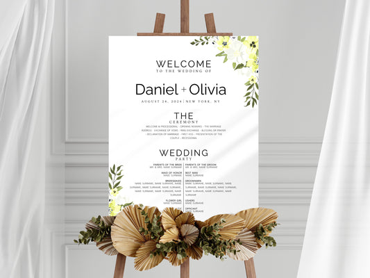 Greenery Wedding Welcome Sign Template: Editable Eucalyptus Design (Instant Download)