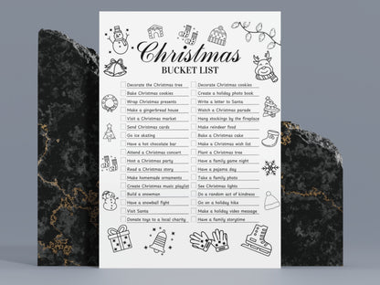 Editable Christmas Bucket List Template | Holiday Planner Printable PDF | Christmas Goals & Traditions Tracker