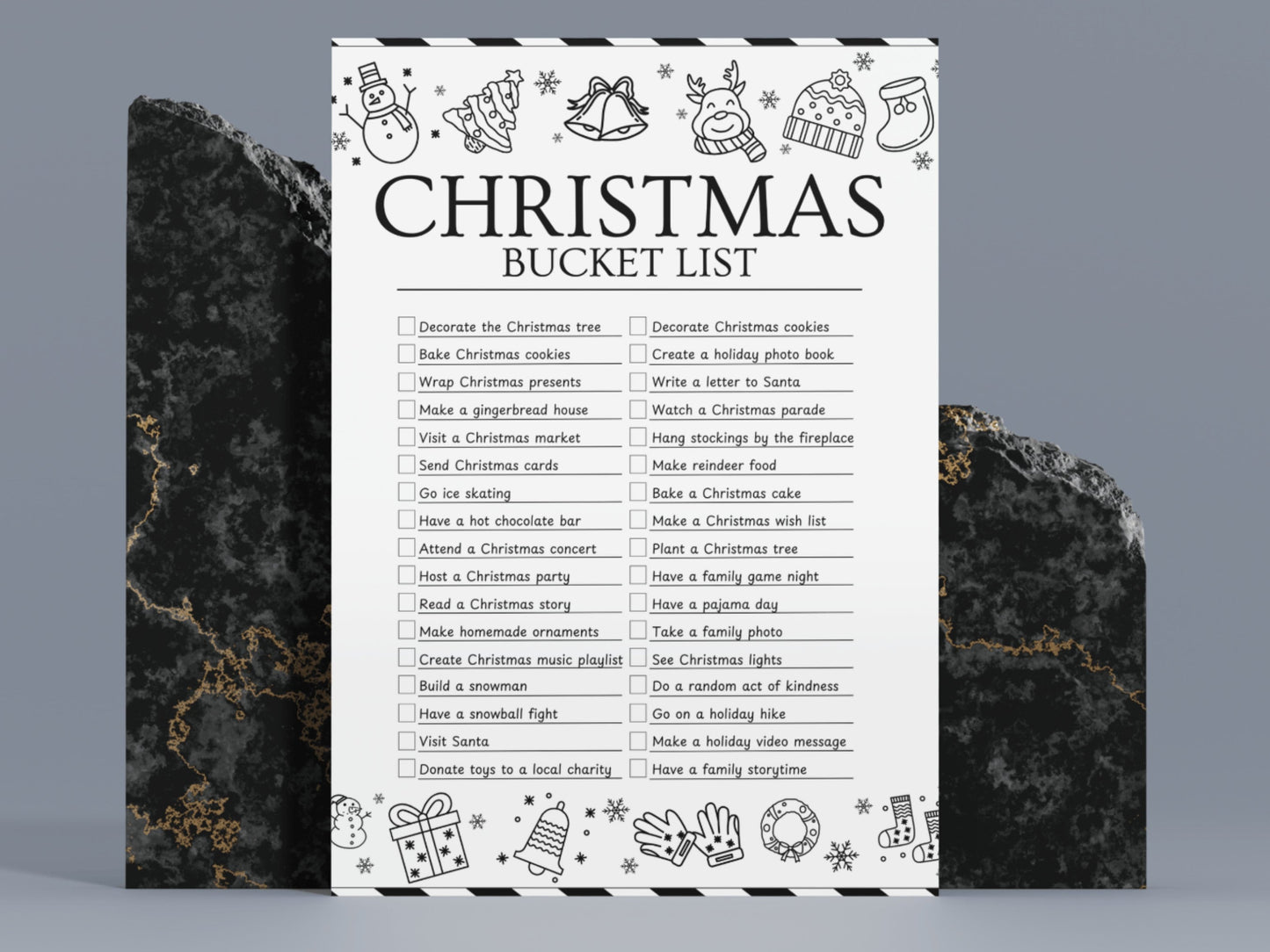 Editable Christmas Bucket List Template: Holiday Checklist (US Letter) (Digital Download)
