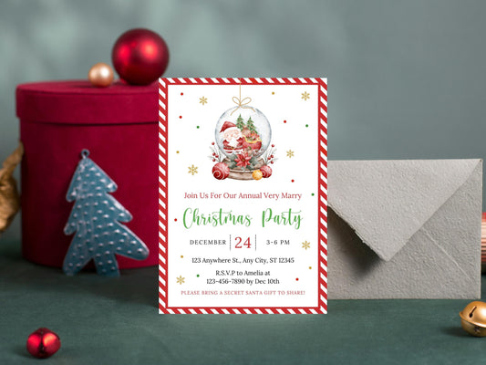 Editable Santa Christmas Party Invitation Template (PDF)