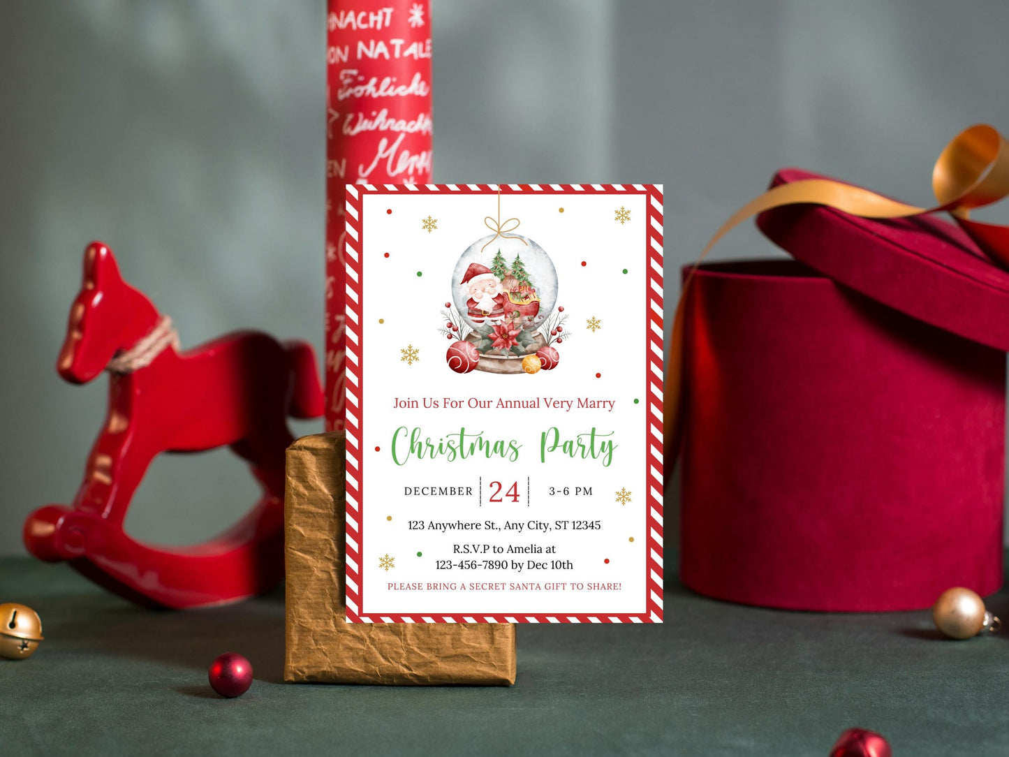Editable Santa Christmas Party Invitation Template (PDF)
