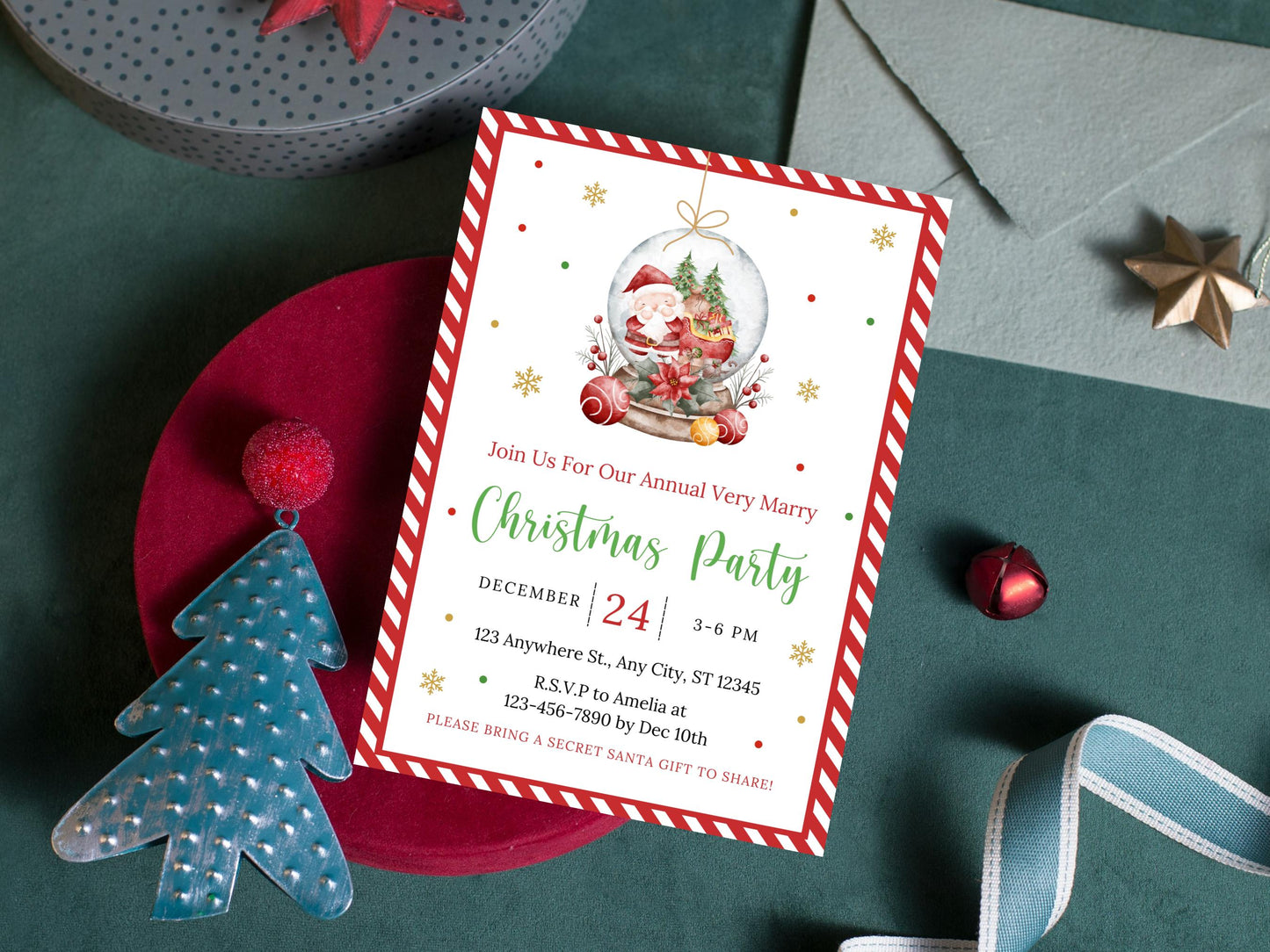 Editable Santa Christmas Party Invitation Template (PDF)