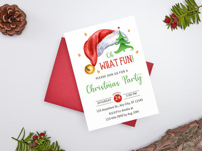 Santa Christmas Party Invitation Template: Jingle & Mingle (Digital Download)