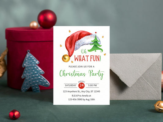 Santa Christmas Party Invitation Template: Jingle & Mingle (Digital Download)