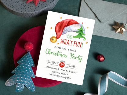 Santa Christmas Party Invitation Template: Jingle & Mingle (Digital Download)