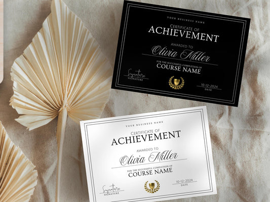 Editable Course Certificate Template: Printable Certificate of Completion (PDF)