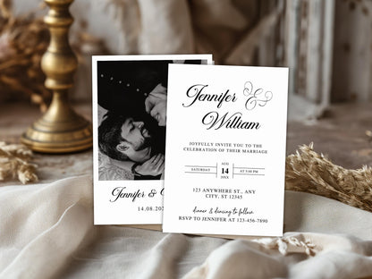 Minimalist Photo Wedding Invitation Template: Boho Style (Digital Download)