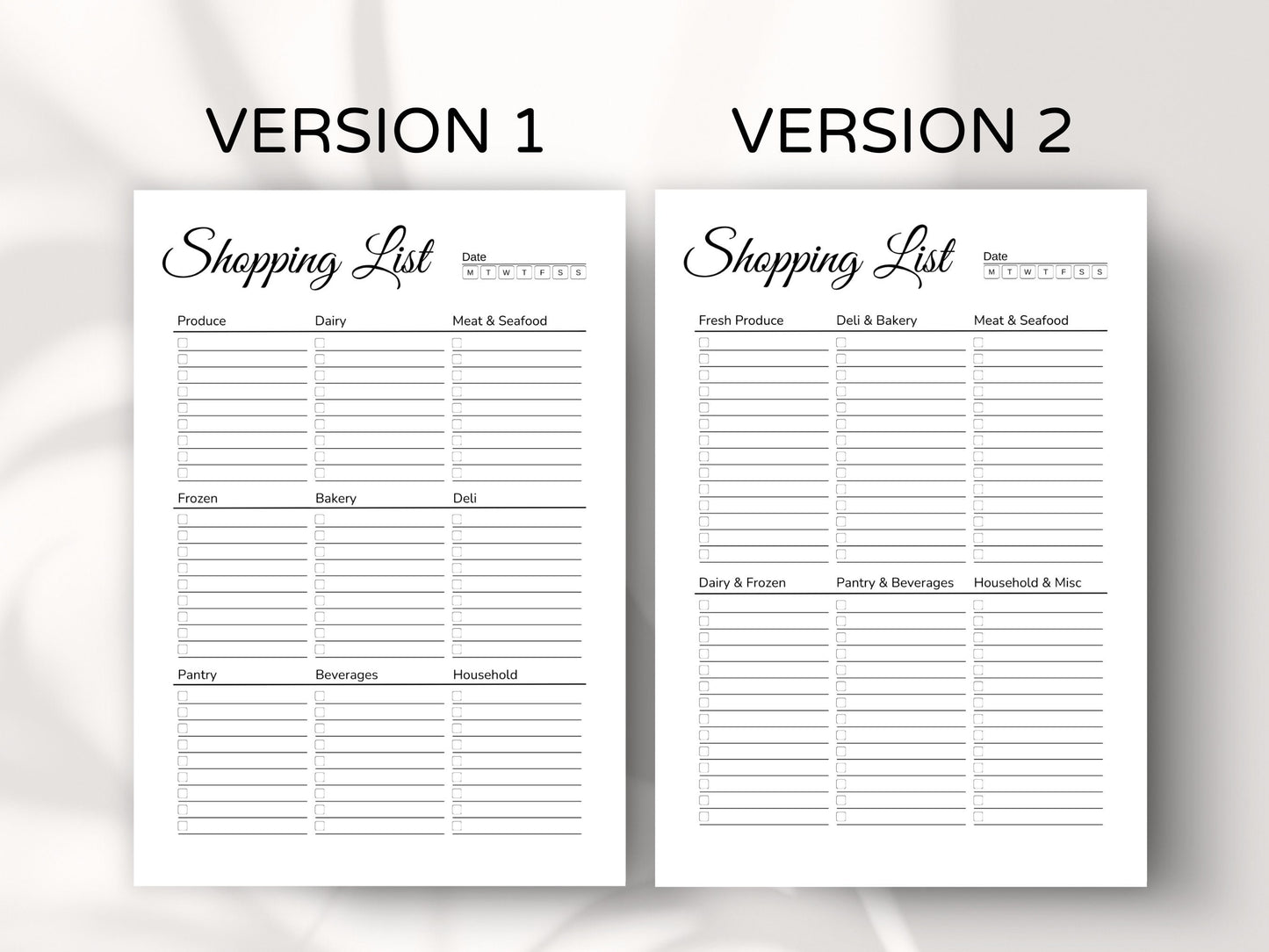 Liste de courses à imprimer : Planificateur alimentaire modifiable (Téléchargement numérique)