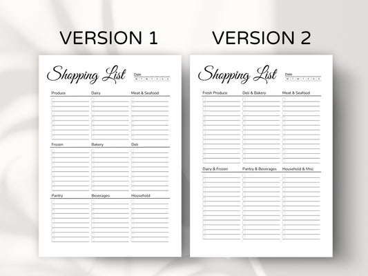 Grocery Shopping List Printable: Editable Food Planner (Digital Download)