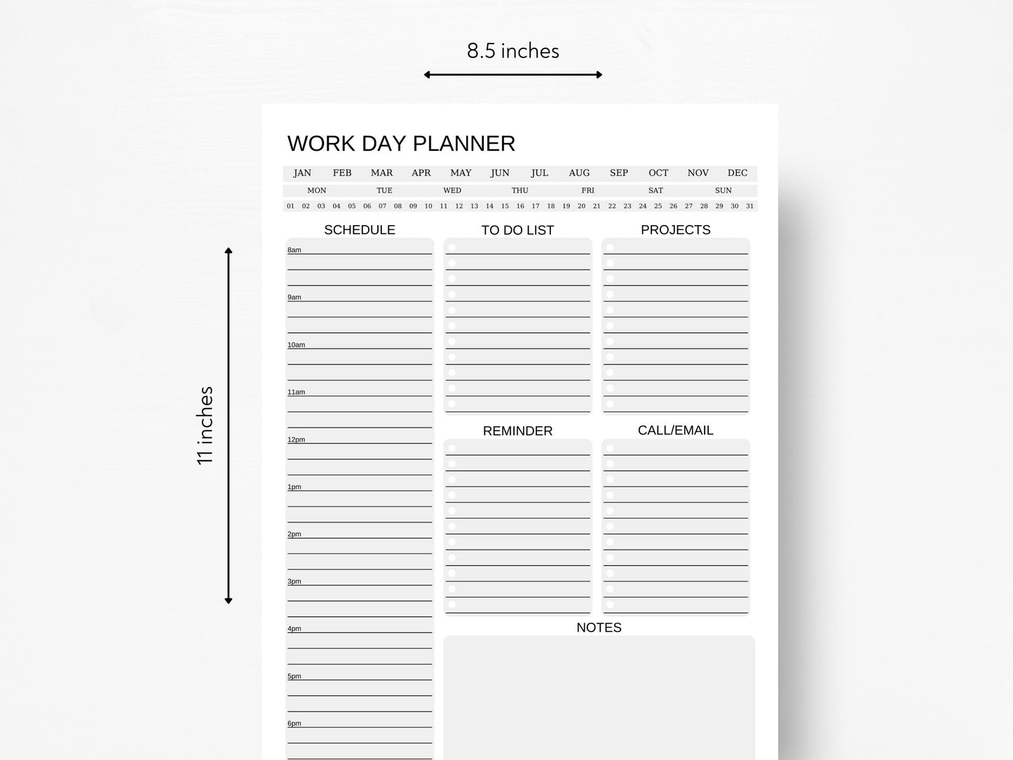 Work Day Planner Printable: Editable Office Organizer (Canva & PDF)