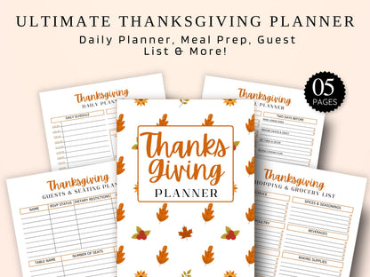 Thanksgiving Planner Template: Fall Holiday Organizer (PDF)