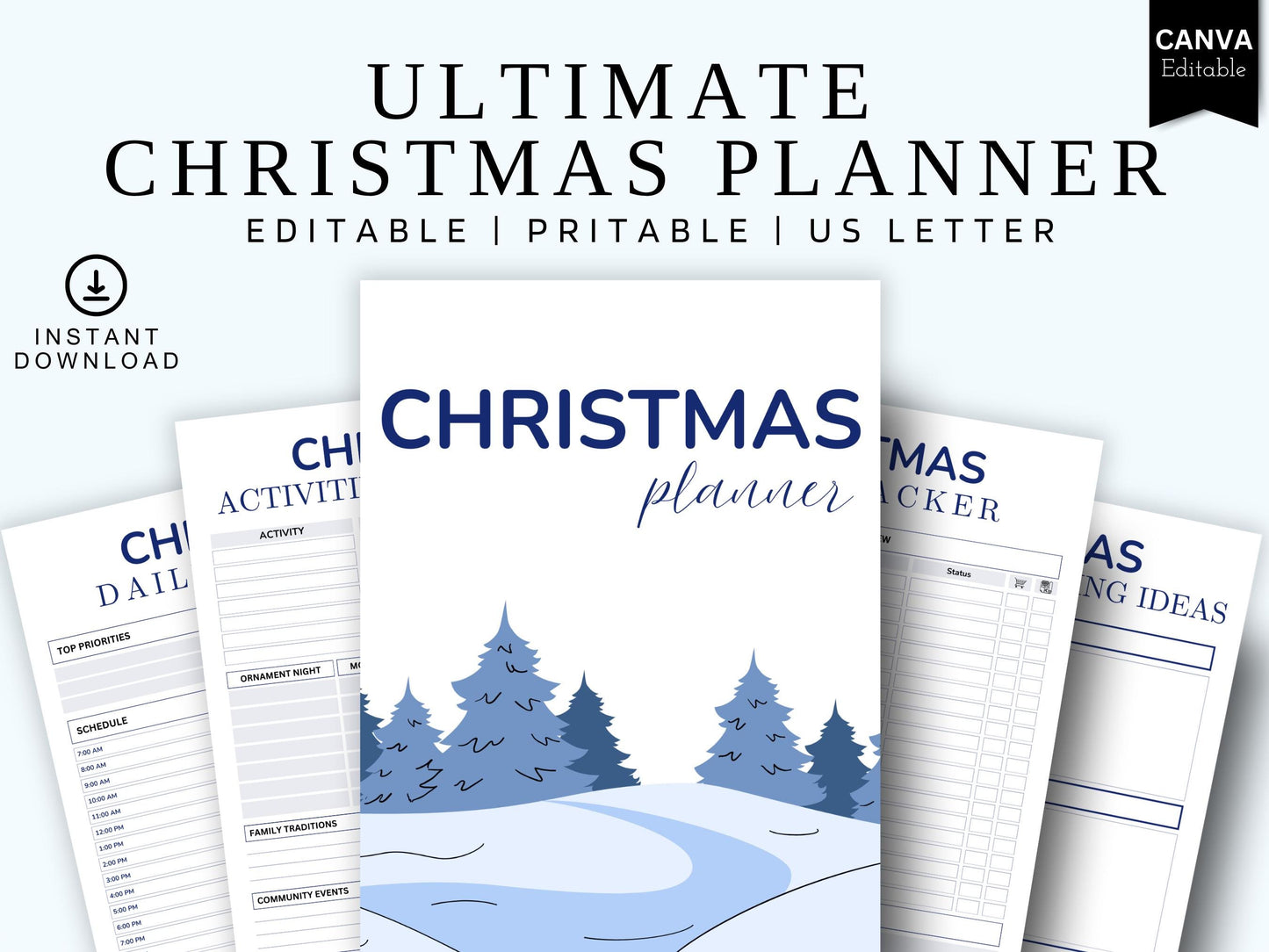 Editable Christmas Planner Template PDF | Holiday Organisation Checklist | Canva Instant Download