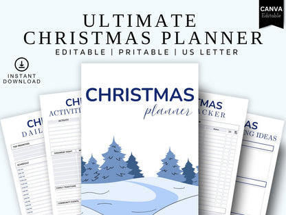 Editable Christmas Planner Template PDF | Holiday Organisation Checklist | Canva Instant Download