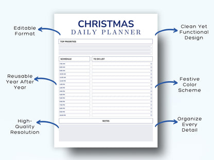 Editable Christmas Planner Template PDF | Holiday Organisation Checklist | Canva Instant Download