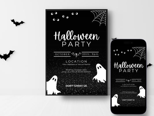 Editable Halloween Party Invitation: Canva Template (Digital Download)