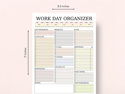 Work Day Planner: Printable To-Do List, Editable in Canva (US Letter) (Digital Download)