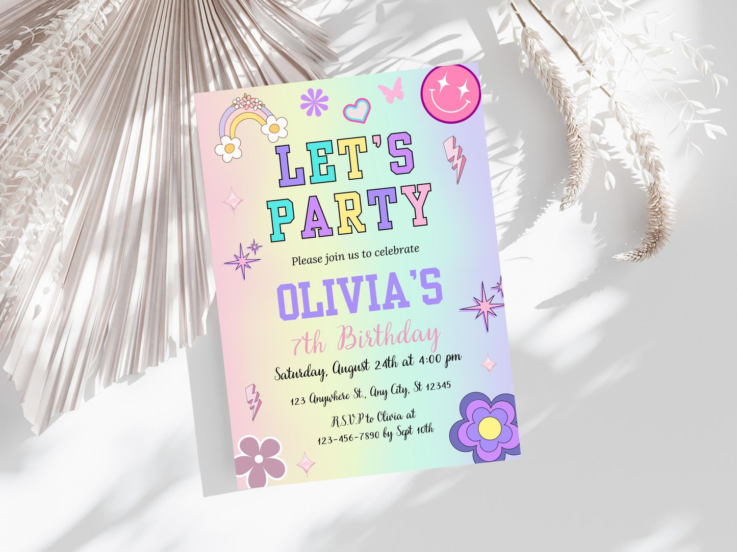 Patch Letter Birthday Invitation Template, Retro Varsity Party (Digital Download)