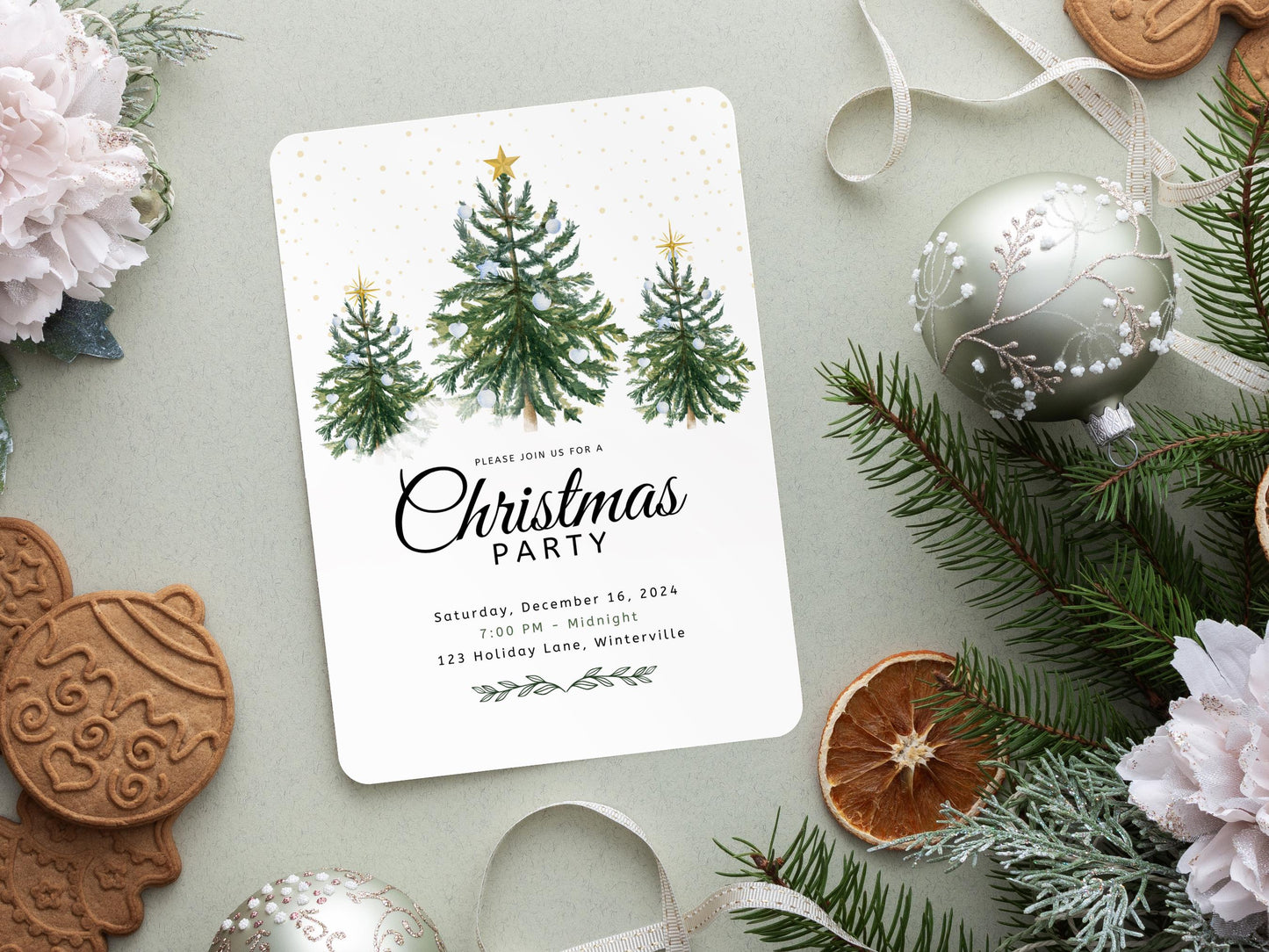 Editable Christmas Party Invitation Template | Holiday Party Invite | Canva Printable Digital Download PDF