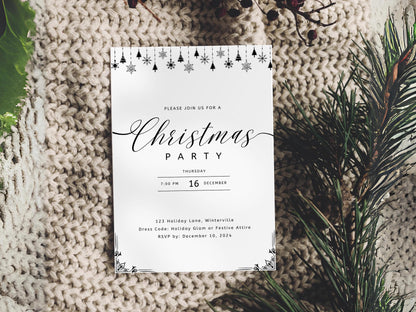 Editable Christmas Party Invitation: Modern Holiday Template (Digital Download)