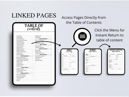 50-Page Travel Planner Bundle: Itinerary, Organizer, Journal (Digital Planner)