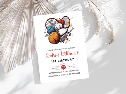 All Star Sports Birthday Invitation Template (Digital Download)