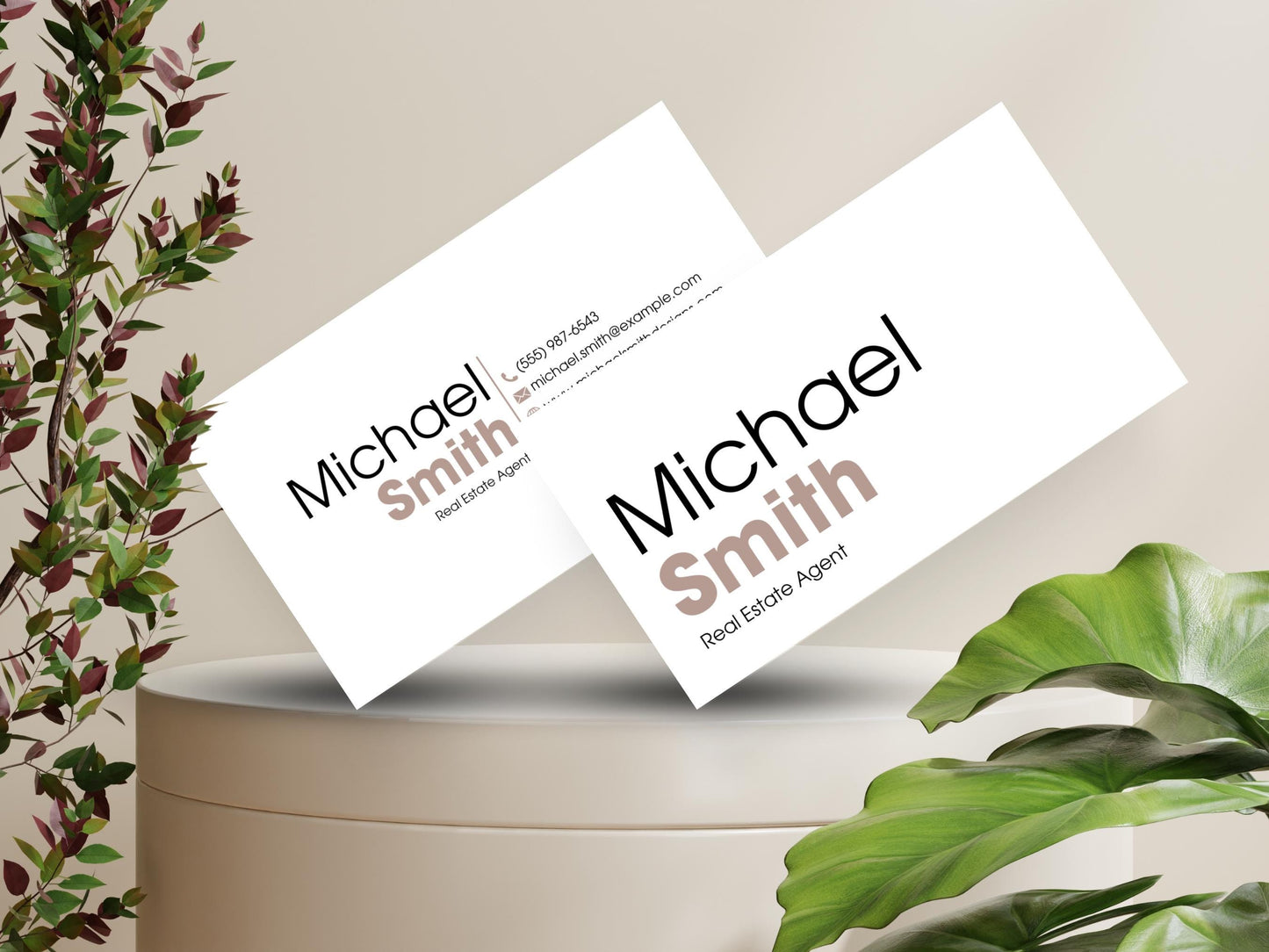 Modern Real Estate Business Card Template: Editable Canva Design (Digital Download)