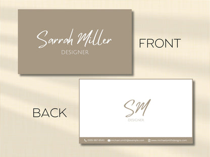 Modern Designer Business Card Template: Editable Design (Digital Download)