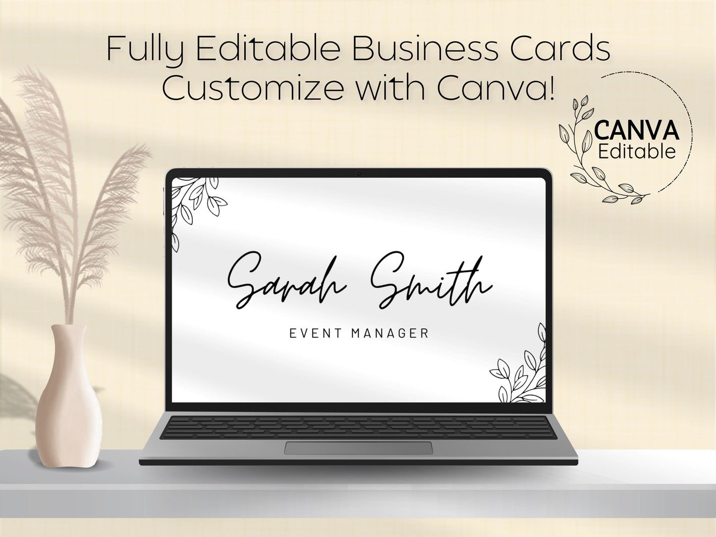 Event Manager Business Card Template: Modern Floral Design (Digital Download)