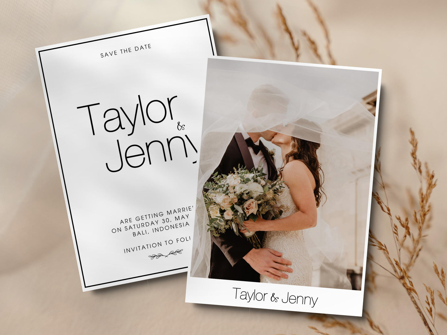 Minimalist Save The Date Template: Elegant Wedding Invitation (Digital Download)