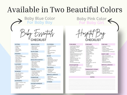 Baby Essentials Checklist Bundle: First Time Mom Planner (Digital Download)