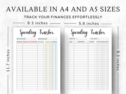 Printable Spending Tracker: Budget Chart, A4/A5 PDF, Editable Canva Link (Digital Download)