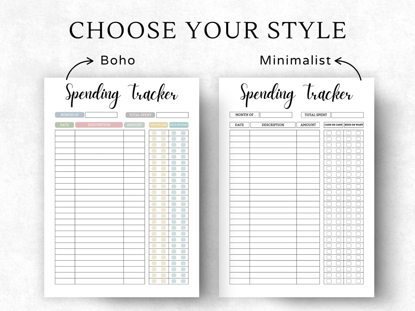 Printable Spending Tracker: Budget Chart, A4/A5 PDF, Editable Canva Link (Digital Download)