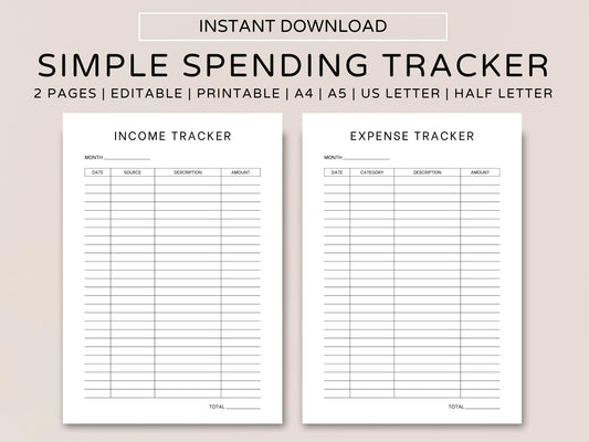 Editable Income and Expense Tracker Template (Digital Download)