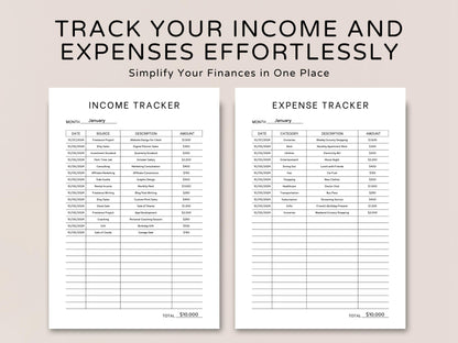 Editable Income and Expense Tracker Template (Digital Download)