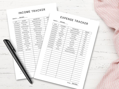 Editable Income and Expense Tracker Template (Digital Download)