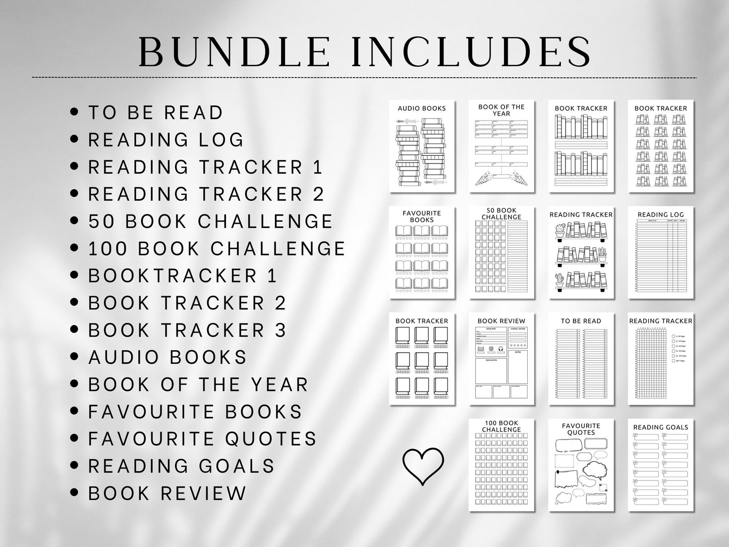 Digital Reading Journal Bundle: Library Tracker & Planner (Digital Download)