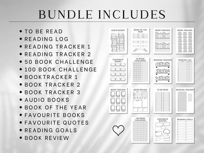 Digital Reading Journal Bundle: Library Tracker & Planner (Digital Download)