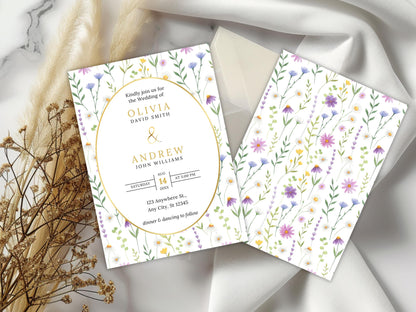 Editable Wildflower Wedding Invitation Template (Digital Download)